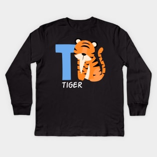 Tiger Alphabet T funny Kids Long Sleeve T-Shirt